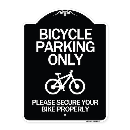 Signmission Bicycle Parking Please Secure Your Bike Properly Heavy-Gauge Aluminum Sign, 24" x 18", BW-1824-24319 A-DES-BW-1824-24319
